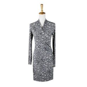 Norma Kamali Animal Print Neutral Faux Wrap Dress In Gray Size Small